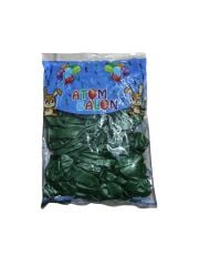 Toptan Atom Metalik Koyu Yeşil Balon 12 İnç 100'lü