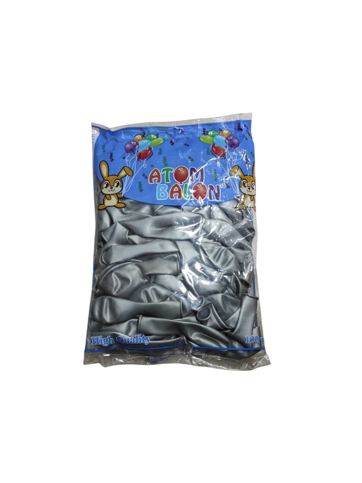 Toptan Atom Metalik Gümüş (Silver) Balon 12 İnç 100'lü