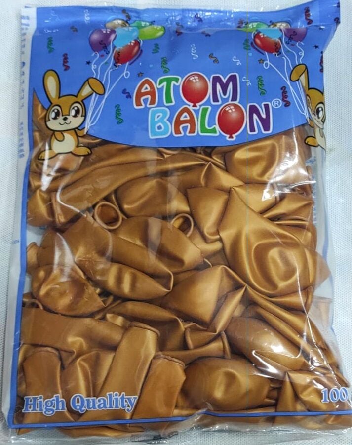 Toptan Atom Metalik Altın (Gold) Balon 12 İnç 100'lü